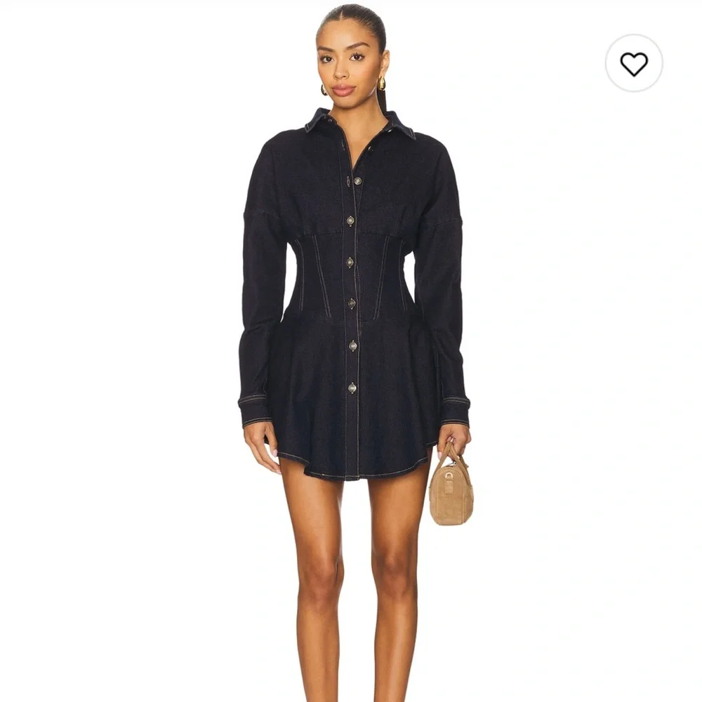 Black Denim Button-Up Dress - Picture 1 of 7